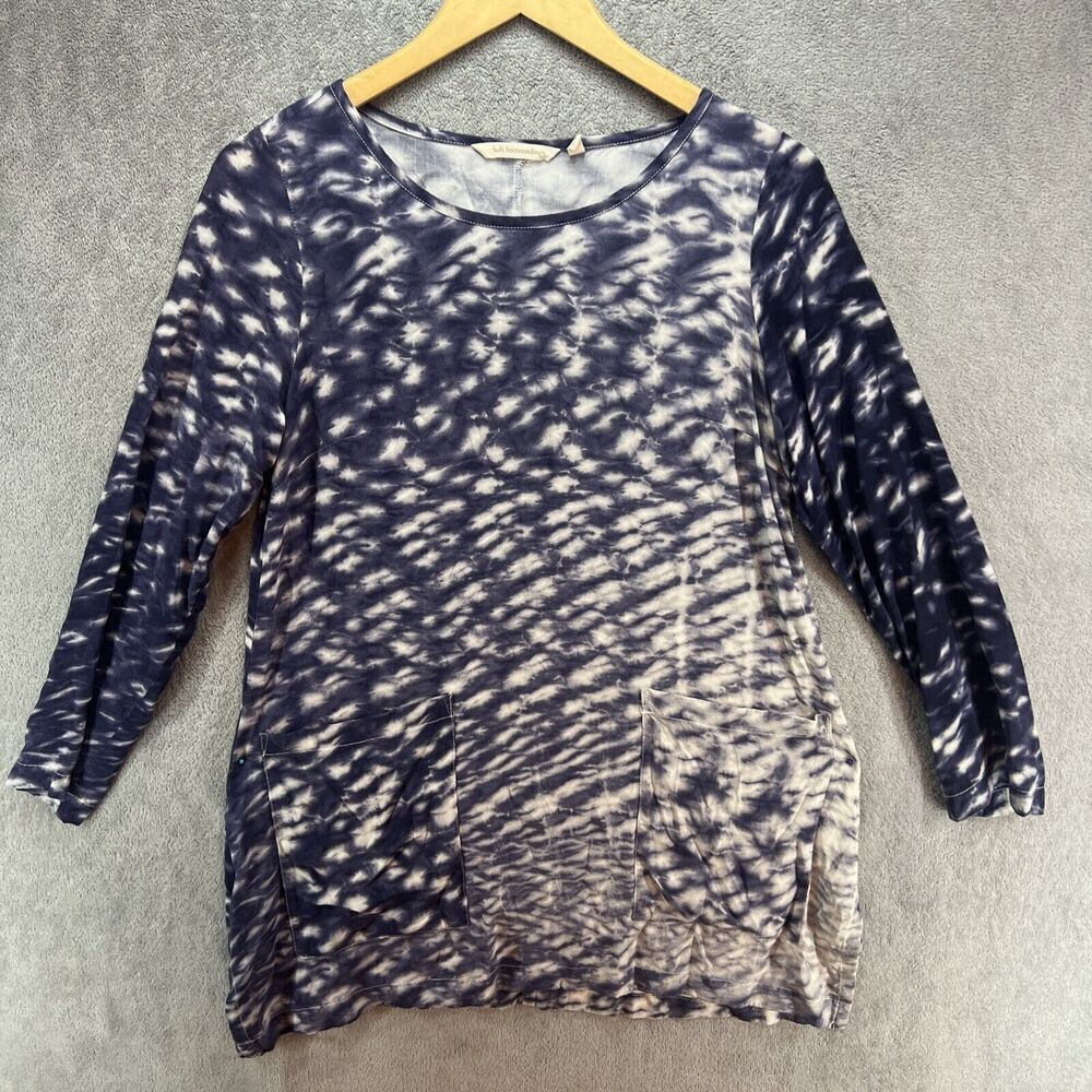Soft Surroundings Viscose Tie Dye Blouse‎ Long sleeve Shirt Women's XS 2 Pockets